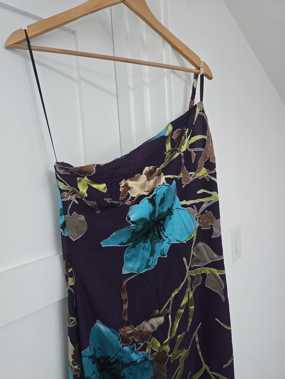 Lulu's Teal Floral One-Shoulder Midi Dress - Picture 4 of 14